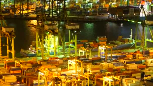 Logistik Frachtcontainer Der Werft Mit Frachtcontainerstapel Hintergrund Zeitraffer Konzept Für — Stockvideo