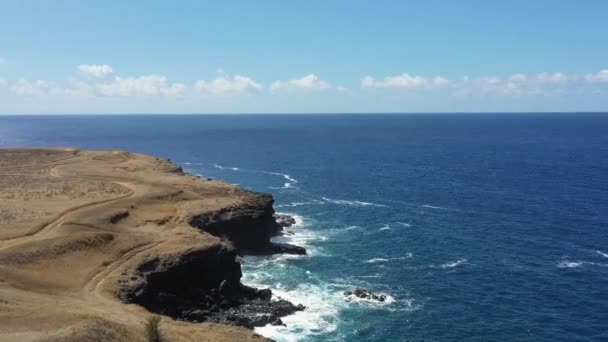 Vue Aérienne Des Falaises Littorales Big Island Hawaï Descente Drone — Video
