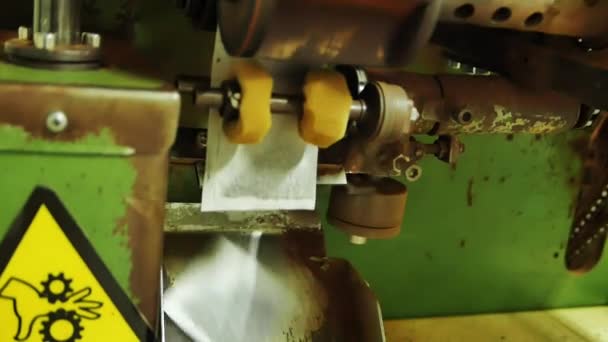 Maszyna Rozdzielająca Torebki Herbaty Bliska Plantacji Herbaty Wyspie Sao Miguel — Wideo stockowe