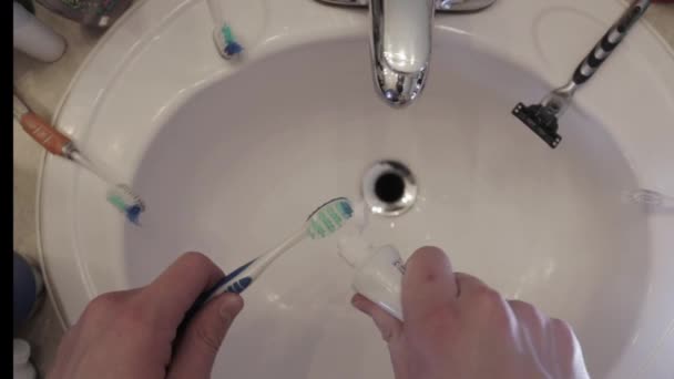 Toothpaste Put Toothbrush — Video