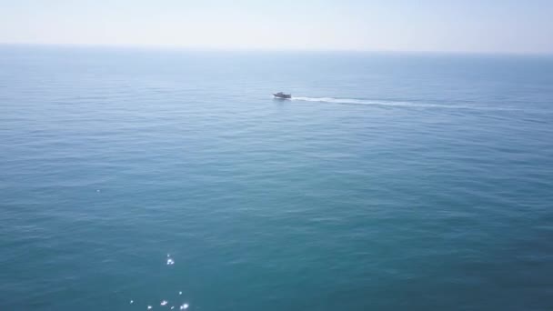 Aerial View Boat Out Sea — Wideo stockowe