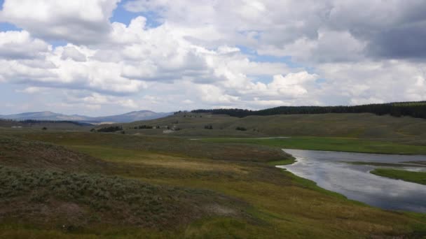 Időzített Felhők Haladnak Lamar Völgyön Yellowstone Nemzeti Parkban Wyomingban — Stock videók
