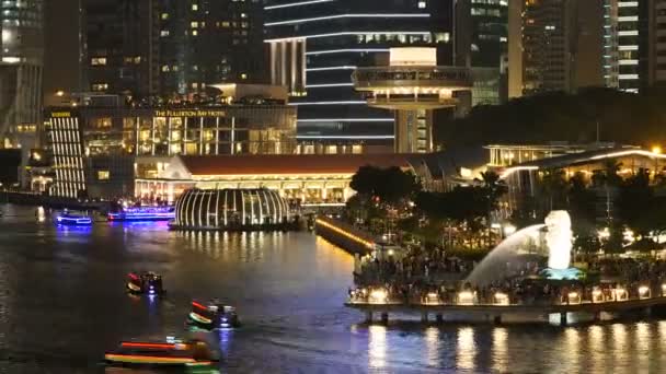 Laps Temps Trafic Maritime Éclairé Contre Horizon Singapour — Video