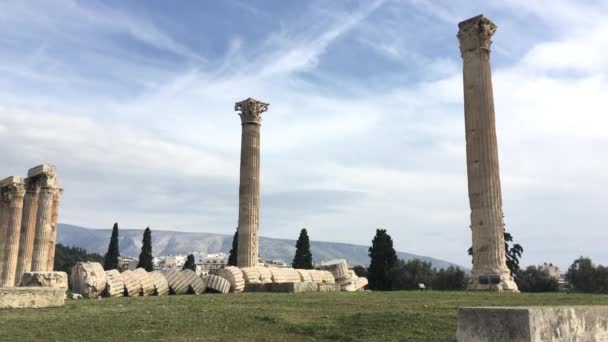Temple Olympian Zeus Athens Ancient Columns — Stock Video