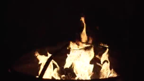 Flames Fire Pit Cold Summers Night — Stok video