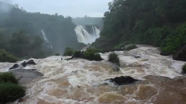 Iguazu River Brazilian Argentine Boarder South America — Stock Video