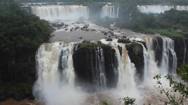 Aerial View Iguazu Falls South America Brazil Argentina — Stockvideo