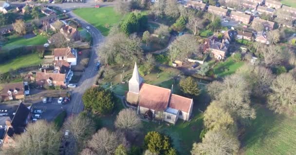 Widok Lotu Ptaka Kościół Mariacki Wiosce High Halden Położony Kent — Wideo stockowe