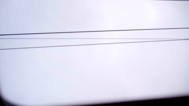 Lignes Électriques Vues Fenêtre Train — Video