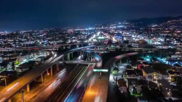 Night Time Aerial Hyperlapse Shot Bay Area Junction Oakland Going — Stockvideo