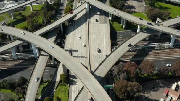 Aerial Shot Bay Area Junction Oakland Going San Francisco Freeway — Stockvideo