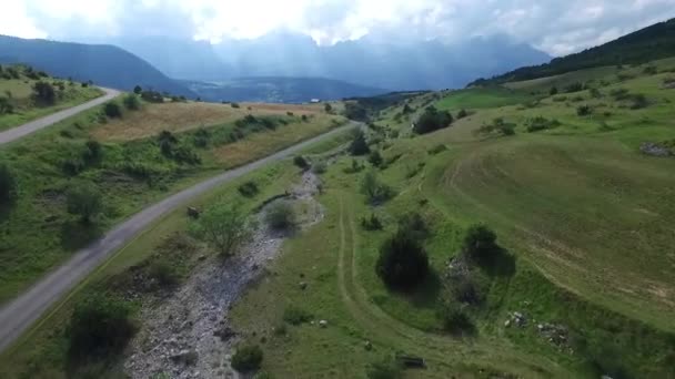 Flying Low Valley Col Noyer France — Stock Video
