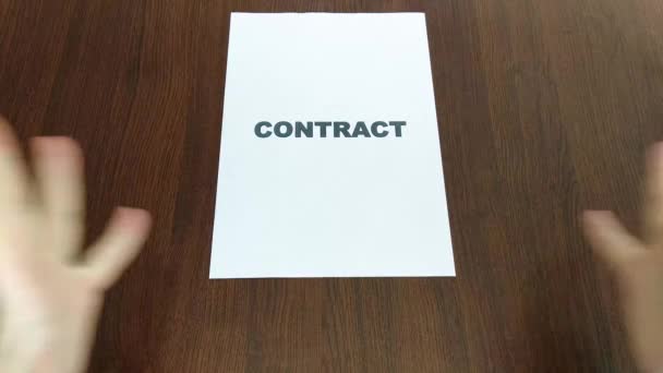 Contract Sign White Paper — Vídeos de Stock