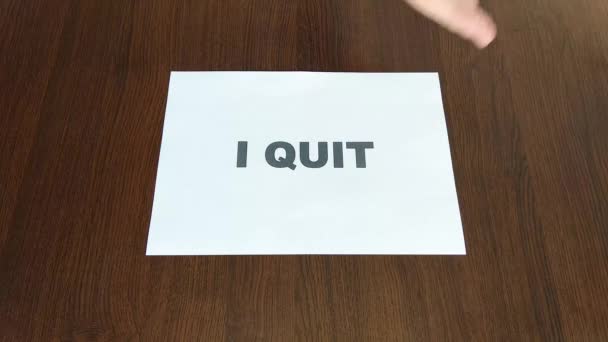 Quit Sign Job Work — Vídeo de stock