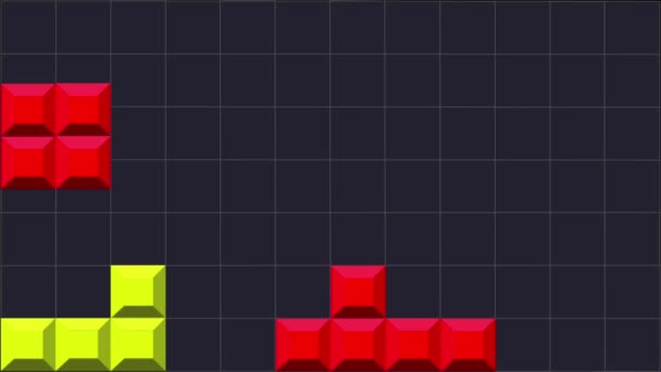 Animation Cartoon Flat Style Colorful Tetris Bricks Going Fitting Together — Wideo stockowe