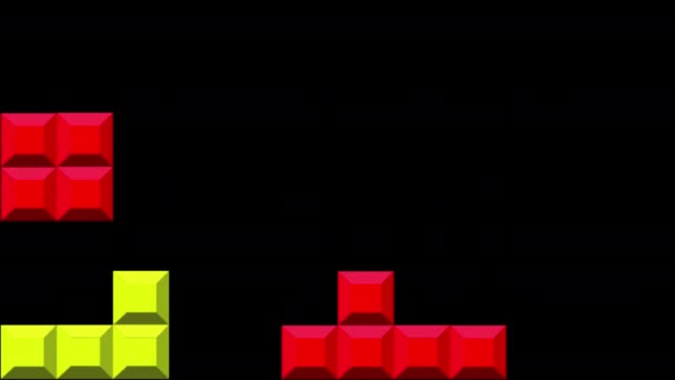 Animation Cartoon Flat Style Colorful Tetris Bricks Going Fitting Together — стокове відео