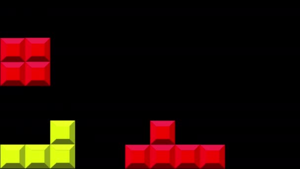 Animation Cartoon Flat Style Colorful Tetris Bricks Going Fitting Together — Vídeos de Stock