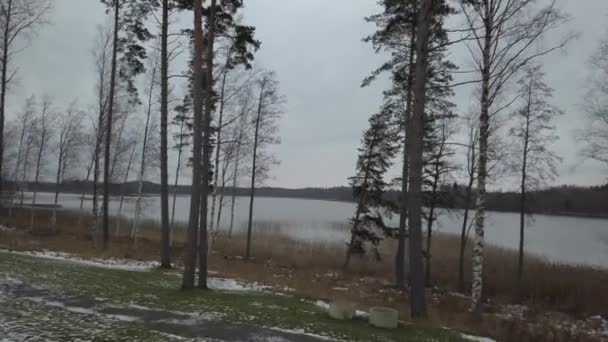 Lake South Finland Joutsa Winter Aerial Shots — Stock Video