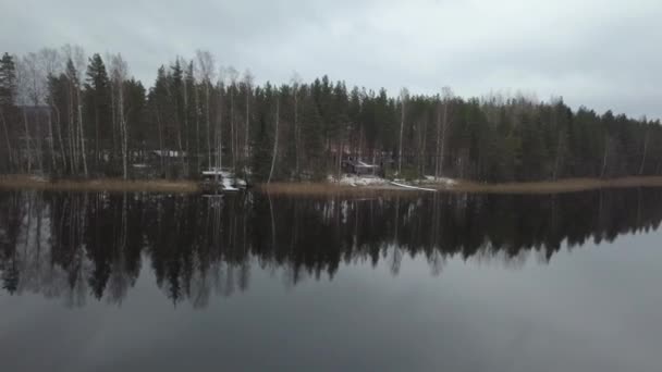 Lake South Finland Joutsa Winter Aerial Shots — Stock videók