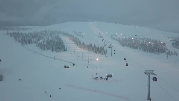 Ski Resort Middle Winter Yllsjrvi Lapland Finland Aerial Shots Day — 비디오