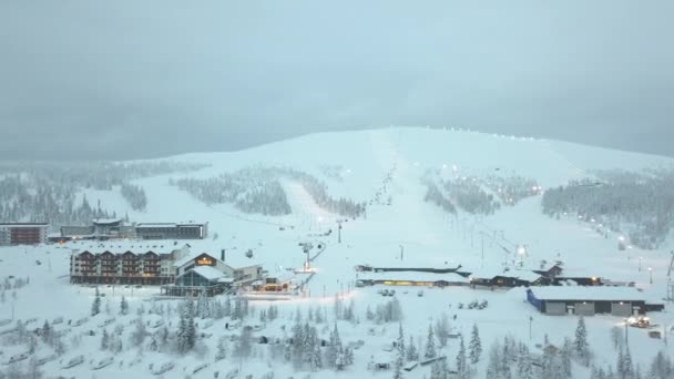 Ski Resort Middle Winter Yllsjrvi Lapland Finland Aerial Shots Day — Vídeo de Stock