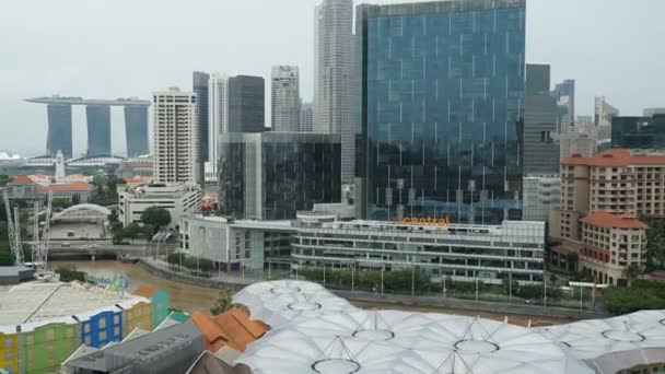 Zeitraffer Des Verkehrs Und Des Urbanen Lebens Boat Quay Singapur — Stockvideo
