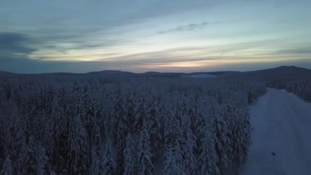 Inverno Congelado Com Uma Estrada Hanhimaa Finlândia Tiros Dinâmicos Com — Vídeo de Stock