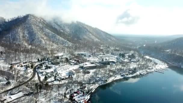 Aerial View Lake Shikotsu Hokkaido Japan — Stock video