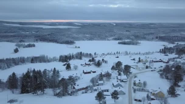 Zmrzlé Jezero Les Poblíž Borgvattnet Švédsko Natočeno Dronem Během Dne — Stock video