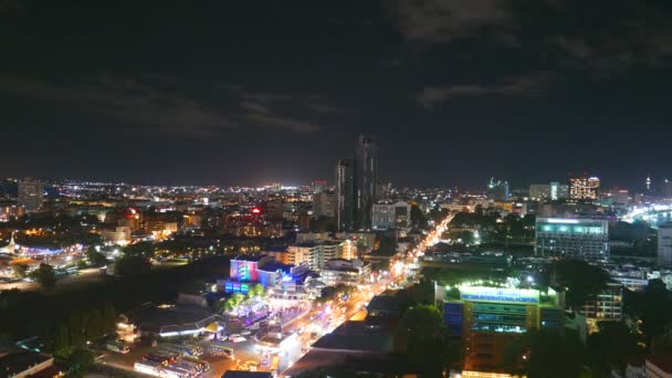 Тайм Прохід Міста Паттайя Таїланд Включає Себе Трафік Нічне Небо — стокове відео