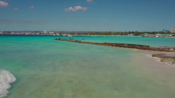 Aerial View Beautiful Tourquise Bay White Sand Beaches Caribbean — Stock Video