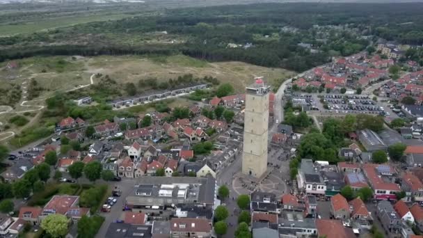 Aerial View Brandaris Lighthouse West Terschelling Netherlands Europe — 图库视频影像