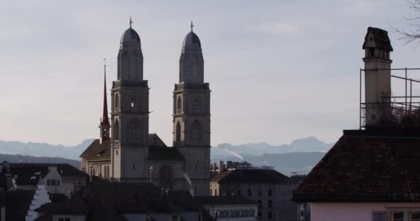 Grossmuenster Zurich City Morning — Vídeo de stock