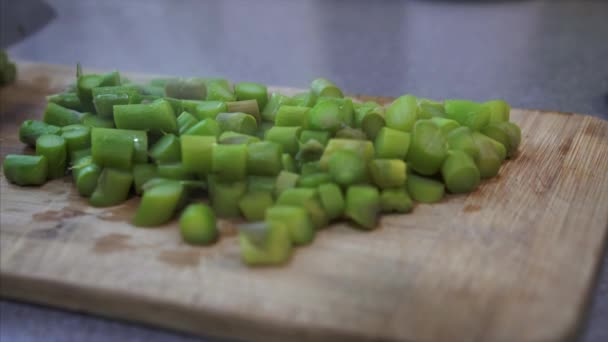 Chef Chopping Steamy Asparagus — Stock Video