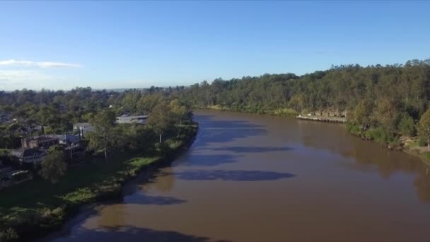 Aerial Drone Flight Brisbane River Mile Rocks — Stockvideo