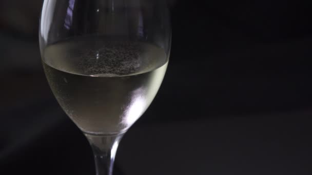 Rotating Glass Fresh White Wine — Stockvideo