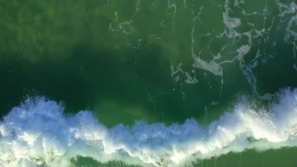Aerial Drone Shot Looking Straight Surf Rolling Beach Coolum — Stock Video