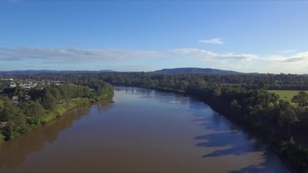 Aerial Drone Flight Brisbane River Mile Rocks — Stock video