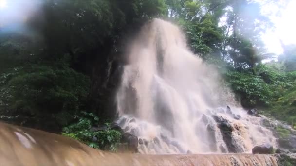 Pro Shot Waterfall Ribeira Dos Caldeiroes Natural Park Achada Nordeste — Wideo stockowe