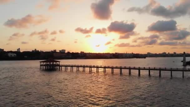 Sunset Old Port Town Mombasa Aerial Shots — ストック動画
