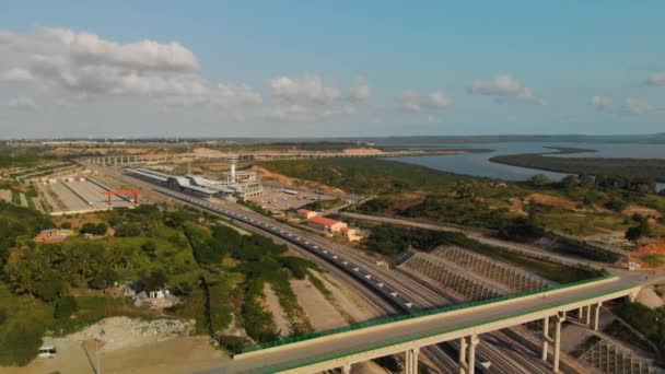 Madaraka Express Train Terminal Tracks Mombasa Kenya Aerial Shots Day — Stok video