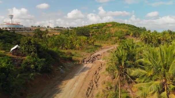 Madaraka Express Train Terminal Tracks Mombasa Kenya Aerial Shots Day — Video Stock