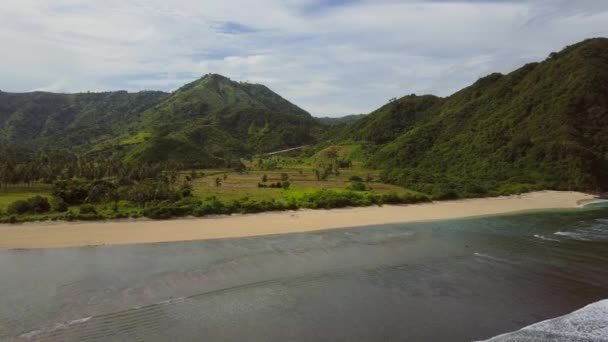 Remote Surf Beach Pantai Selong Belanak Lombok Aerial Shots Day — Vídeo de stock