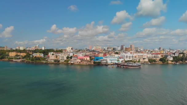 Old Town Port Mombasa Kenya Aerial Shots Day Light — Stockvideo