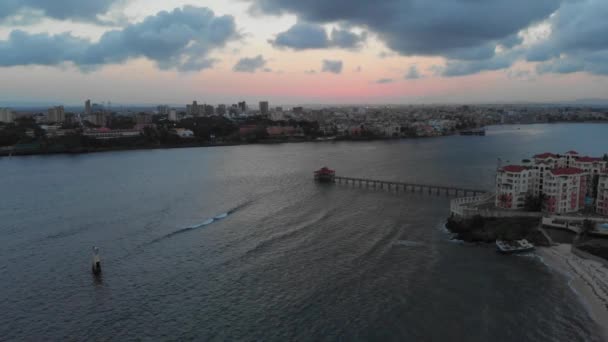Sunset Old Port Town Mombasa Aerial Shots — стокове відео