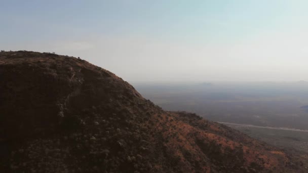 Aerial View Sacred Mount Ololokwe Samburu People Northern Kenya Dynamic — Vídeos de Stock
