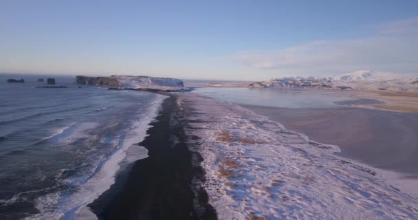 Widok Lotu Ptaka Reynisfjara Black Sand Beach — Wideo stockowe