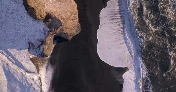 Reynisfjara Siyah Kum Beach Havadan Görünümü — Stok video