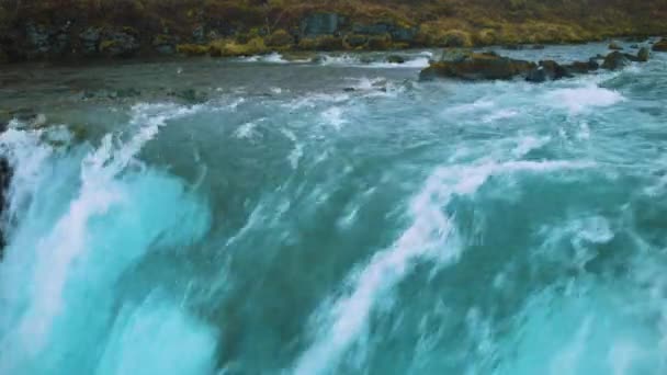 Scenic Midfoss Waterfalls Iceland Spring Blue Water Resolution — Stock videók