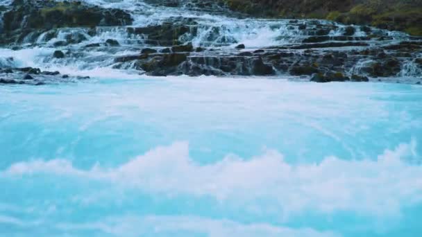 Midfoss Waterfall Iceland Close Spring Blue Water Resolution — Stock videók